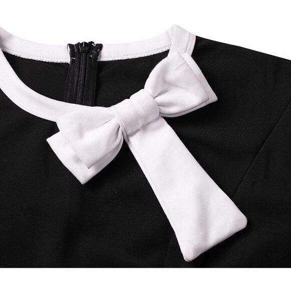 NWT Retro Vintage Pinup 1940s 1950s Classy Elegant Modest Button Bow Dress L - Picture 3 of 13